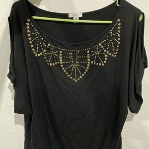 Caché y2k open shoulder blouse